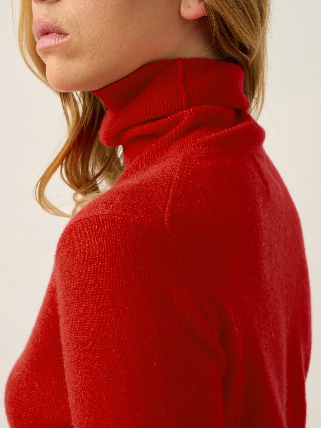 Pull Col Roulé Bise - Carmin