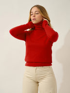Pull Col Roulé Bise - Carmin