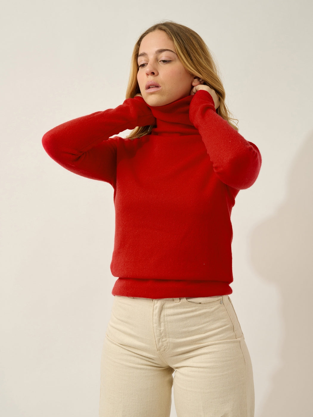 Pull Col Roulé Bise - Carmin