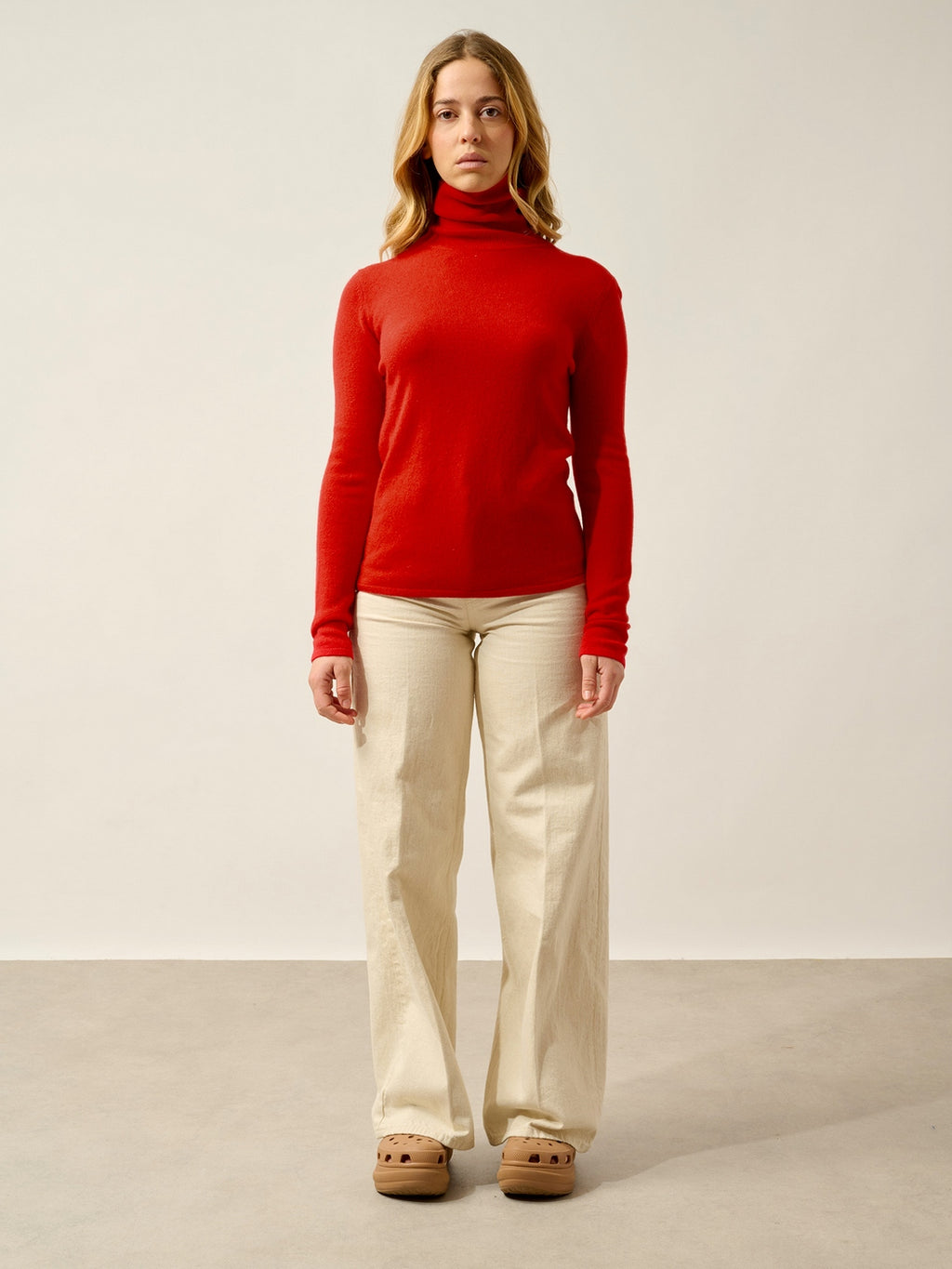 Pull Col Roulé Bise - Carmin