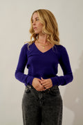 Jersey Cuello V 4 Hilos Chelsea - Purple - Mujer