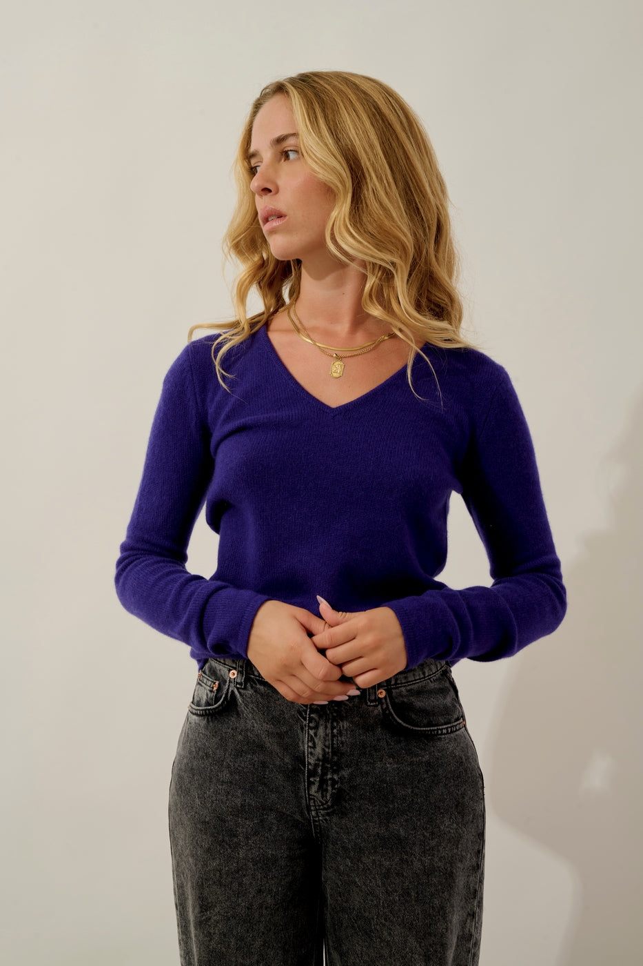 V-Neck Jumper 4-Ply Chelsea - Purple - Women