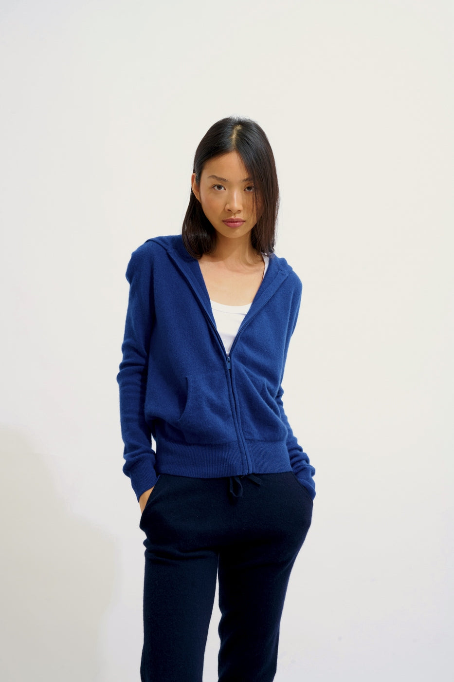 Hooded Zip Cardigan - Colombis - Ultramarine
