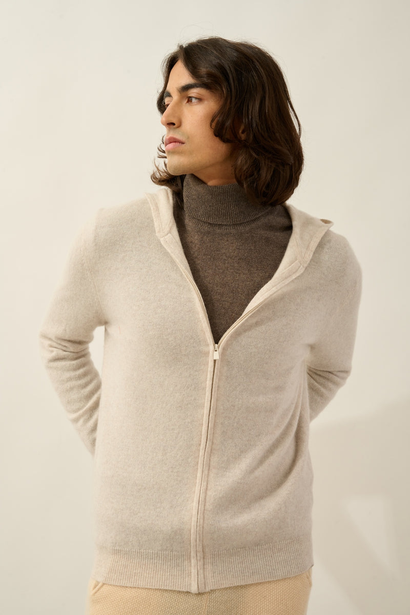 Gilet Zippé Capuche - Neurre - Beige Chiné