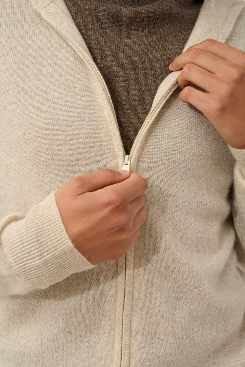 Gilet Zippé Capuche - Neurre - Beige Chiné
