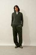 Candice Half-Zip Jumper - Mottled Khaki - Men