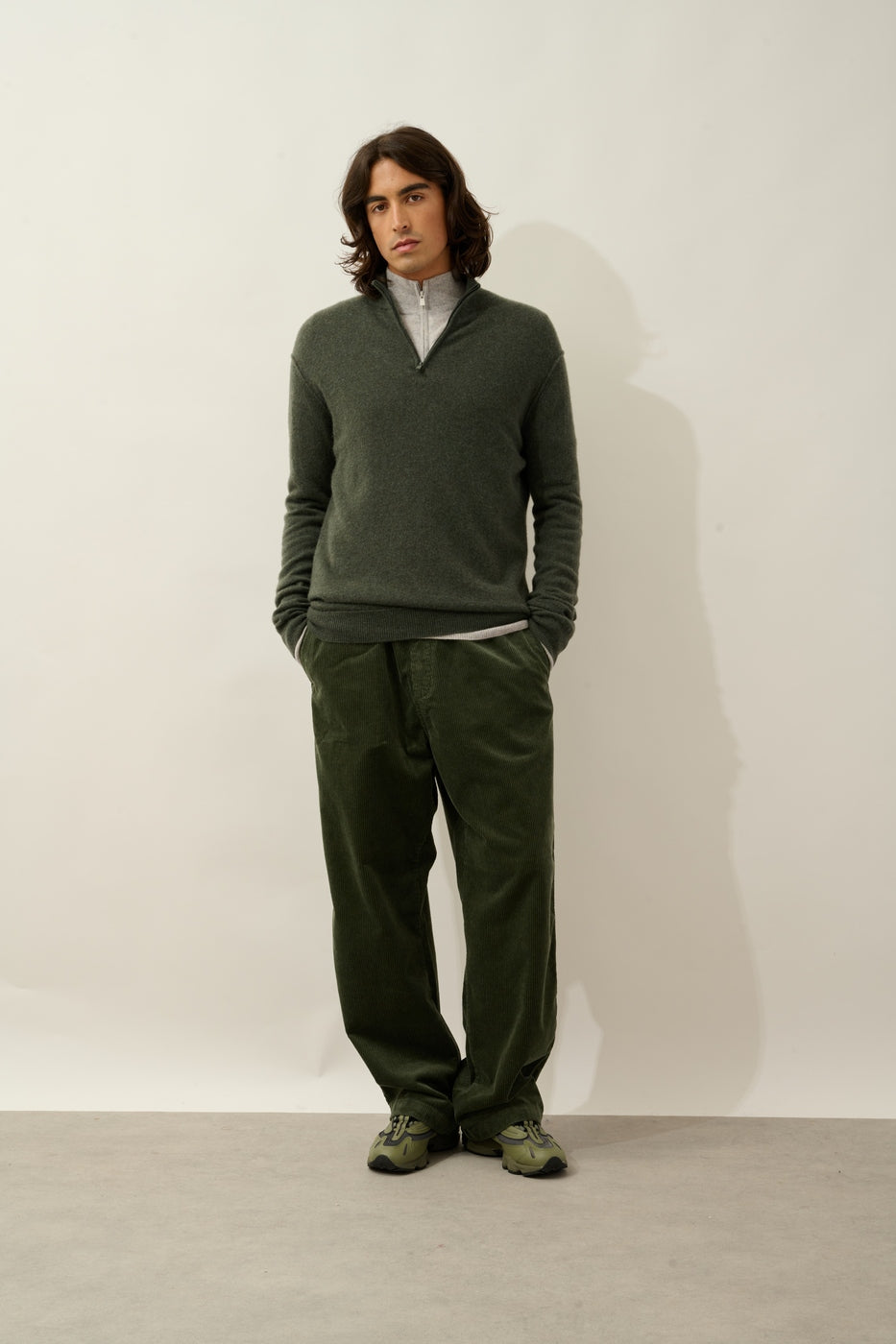 Candice Half-Zip Jumper - Mottled Khaki - Men