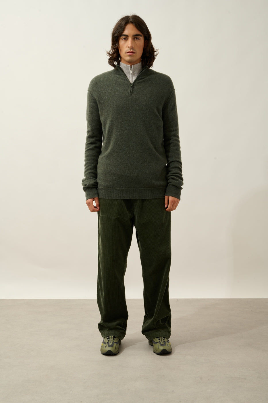 Candice Half-Zip Jumper - Mottled Khaki - Men