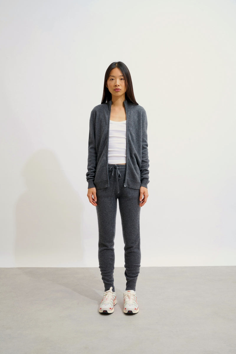 Gilet Zippé Col Montant - Ayr - Anthracite Chiné