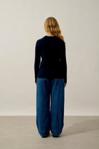 Pull Col Montant Boutons Poignets - Assia - Navy