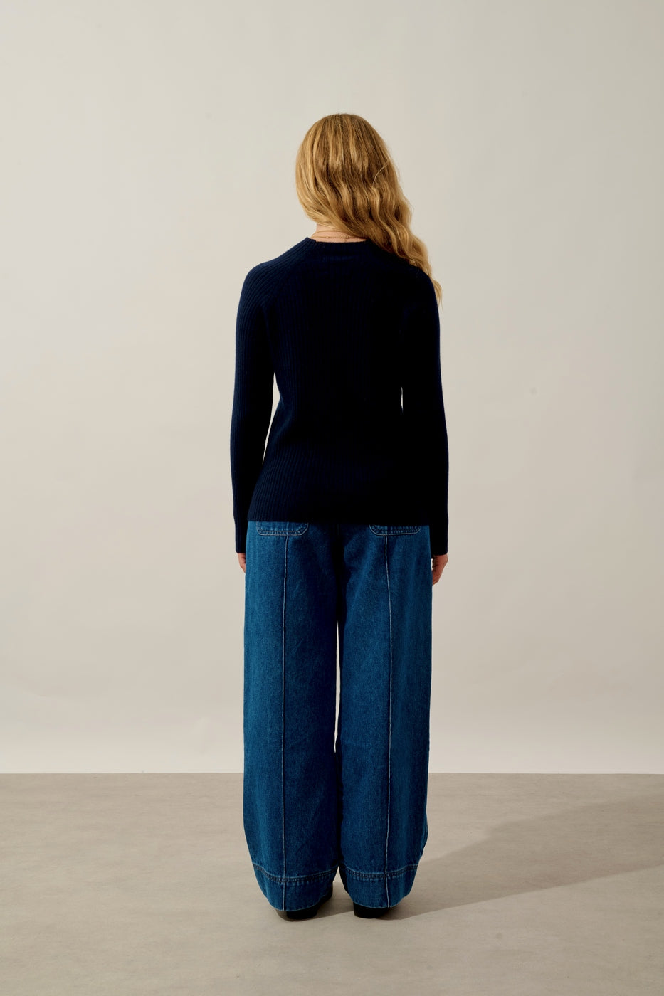 Pull Col Montant Boutons Poignets - Assia - Navy