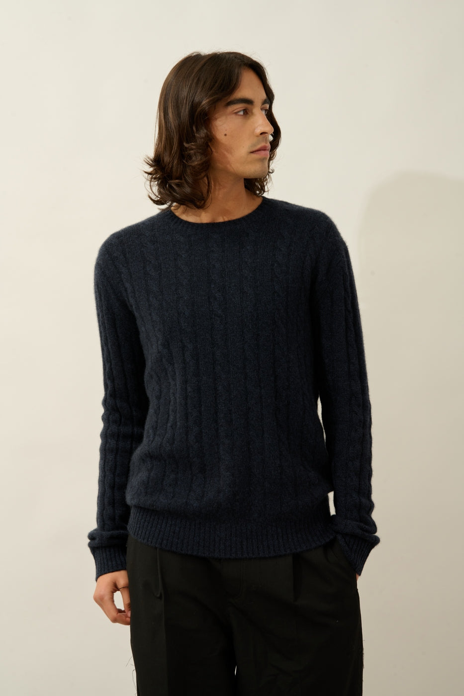Pull Col Rond 4 Fils - Darri - Caviar