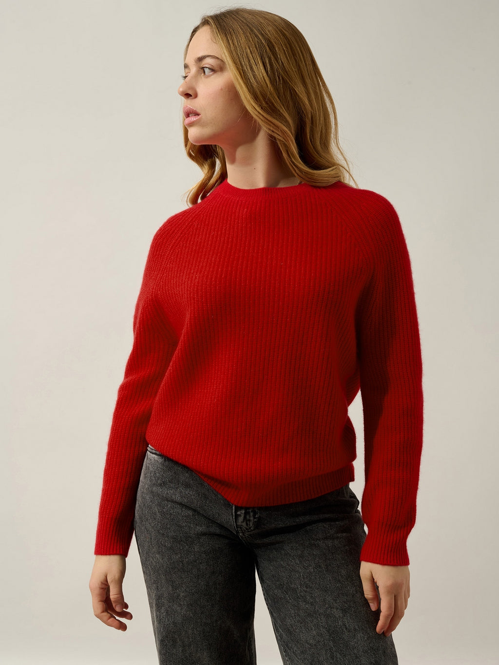 Pull Col Rond 4 Fils Oceane - Carmin