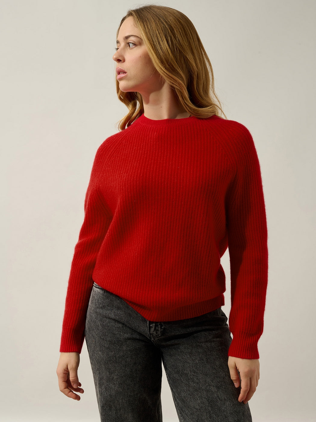 Pull Col Rond 4 Fils Oceane - Carmin