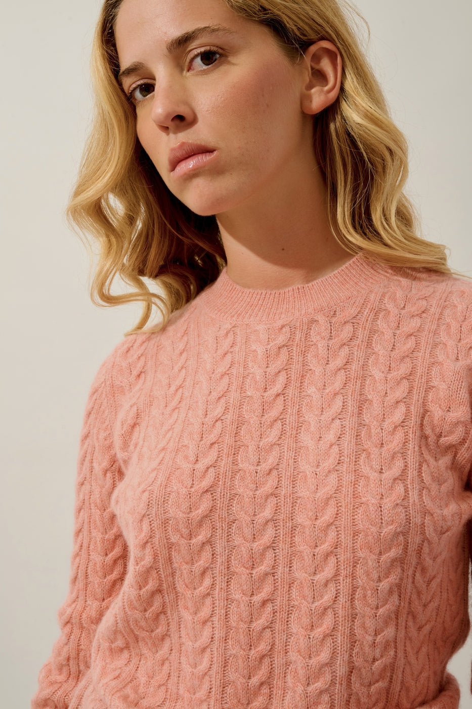 Jersey de cuello redondo de 4 hilos - Alice - Coral jaspeado