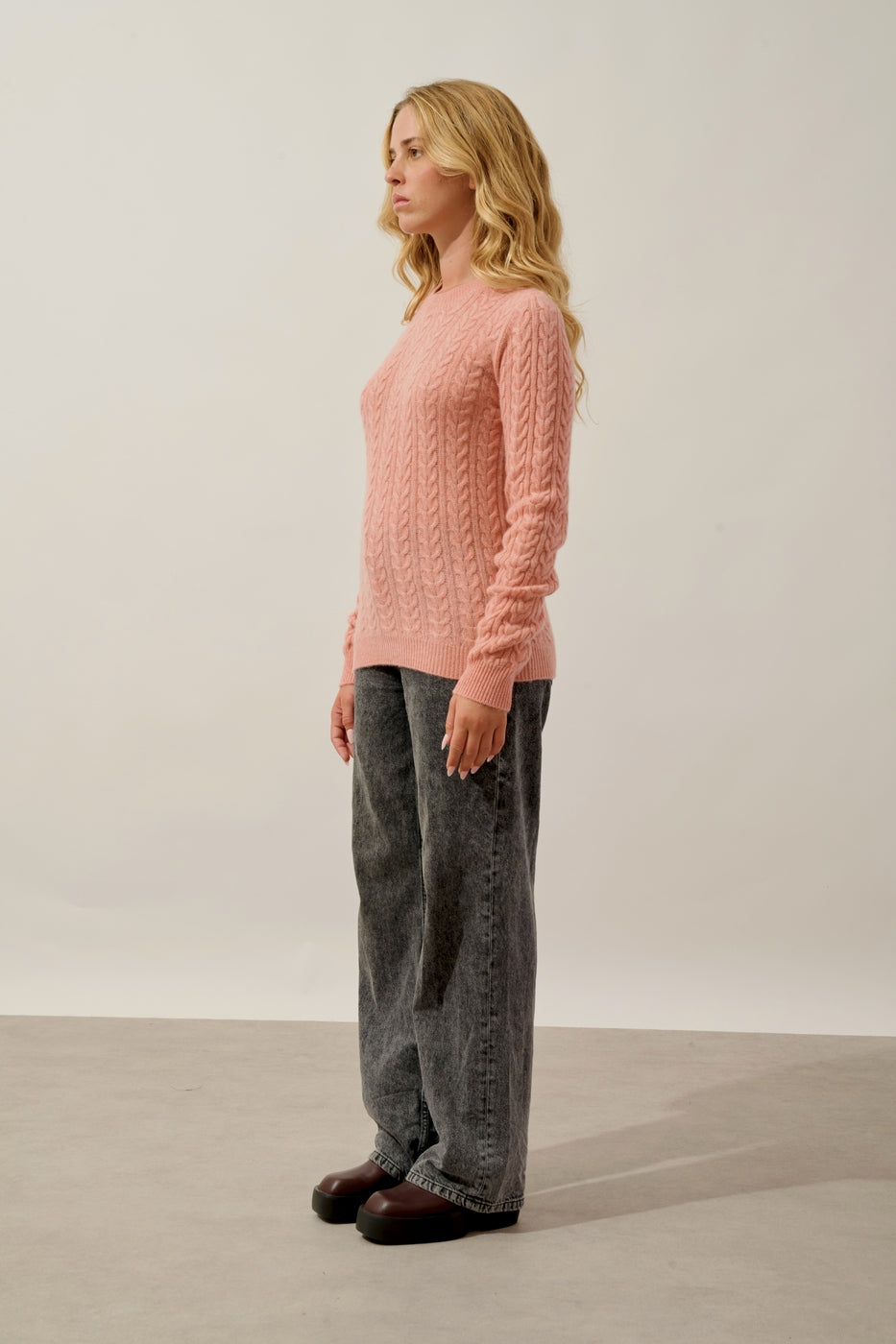 Jersey de cuello redondo de 4 hilos - Alice - Coral jaspeado
