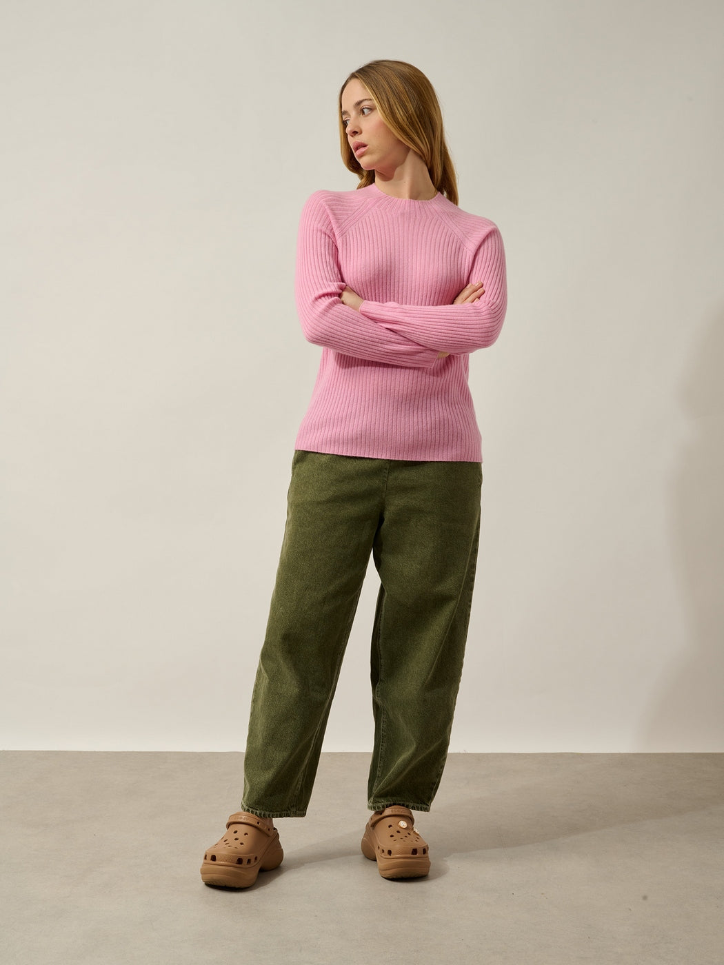 Pull Col Montant Boutons Poignets Assia - Dragée