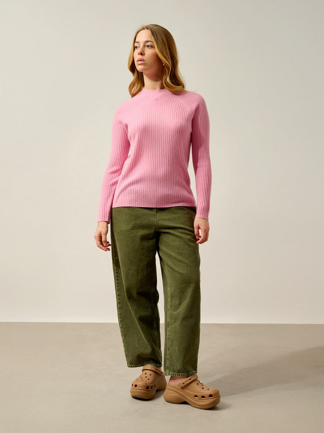 Pull Col Montant Boutons Poignets Assia - Dragée