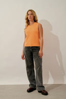 Débardeur Col Rond 6 Fils - Dampa - Mandarine Fluo