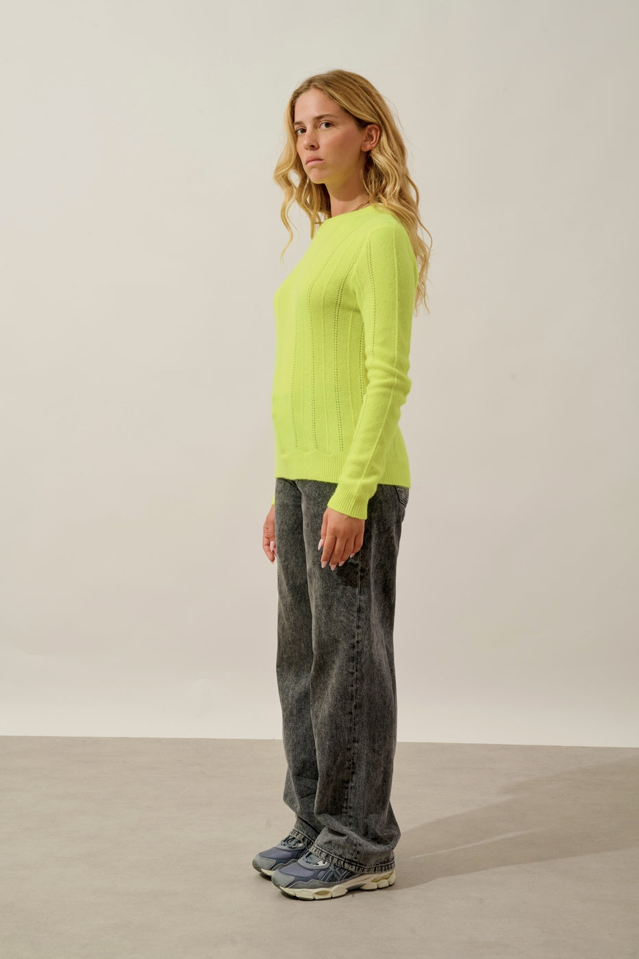 Pull Col Rond 4 Fils - Corva - Jaune Fluo