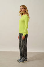Pull Col Rond 4 Fils - Corva - Jaune Fluo