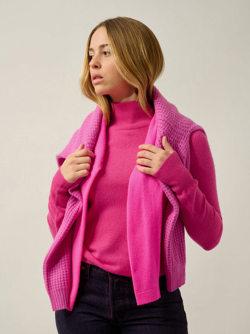 Pull Col Roulé Eileen - Flamant Rose