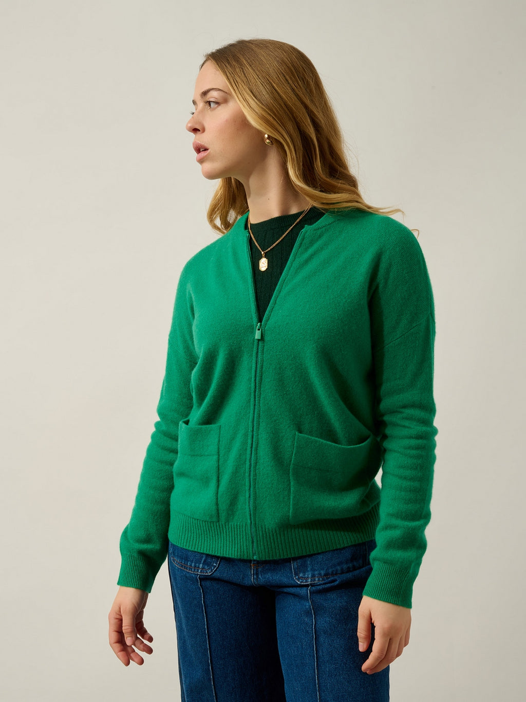 Gilet Zippé Col Mao Ervie - Menthe