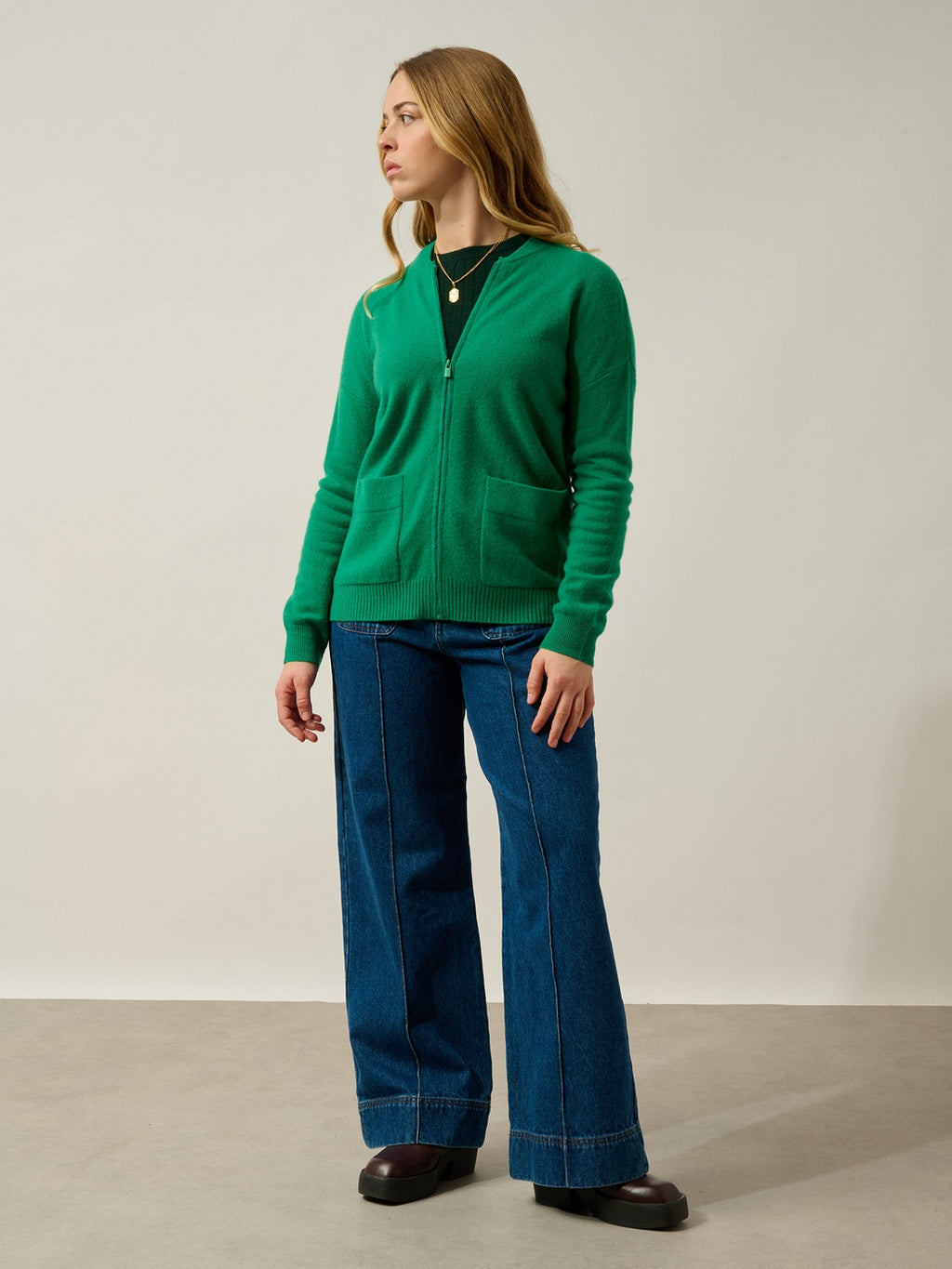Gilet Zippé Col Mao Ervie - Menthe