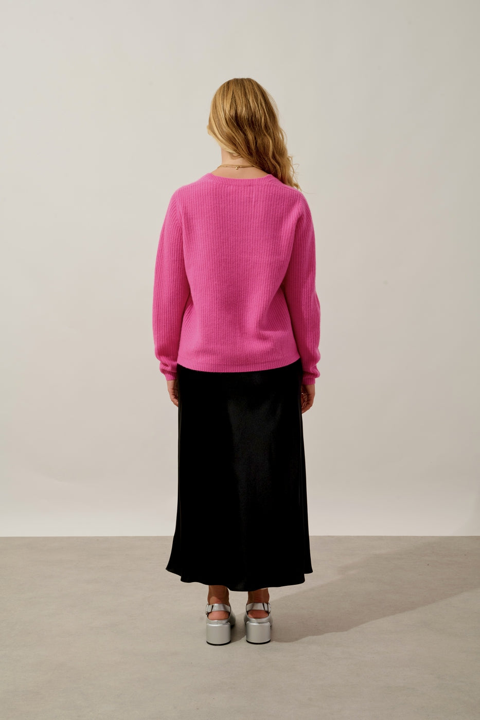 Pull Col V 4 Fils - Amrita - Rose