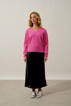 Pull Col V 4 Fils - Amrita - Rose