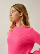 Pull Col Rond 4 Fils Ingrid - Rose Fluo