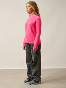 Pull Col Rond 4 Fils Ingrid - Rose Fluo