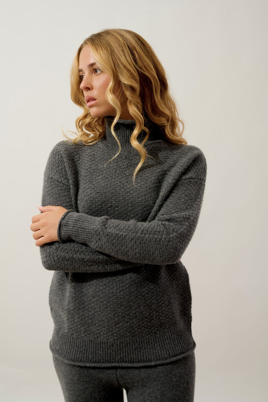 Pull Col Roulé 6 Fils - Elodie - Anthracite Chiné