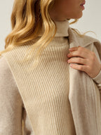 Poncho Ouvert Col Roulé 4 Fils Siv - Avoine