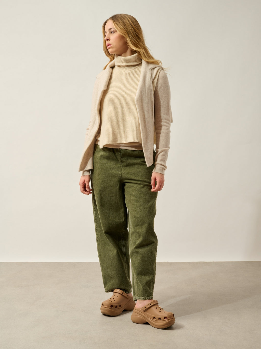 Poncho Ouvert Col Roulé 4 Fils Siv - Avoine