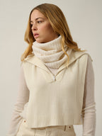 Poncho Ouvert Col Camionneur 4 Fils Elin - Ivoire