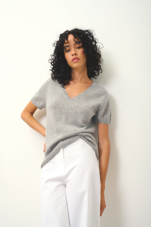 Camiseta de Cuello de Pico - Kali - Nuage Chiné