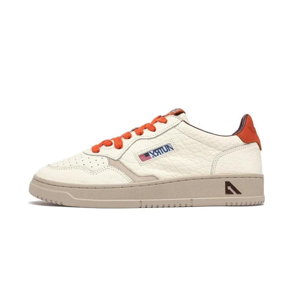 Medalist Low White and Pumpkin Leather and Suede