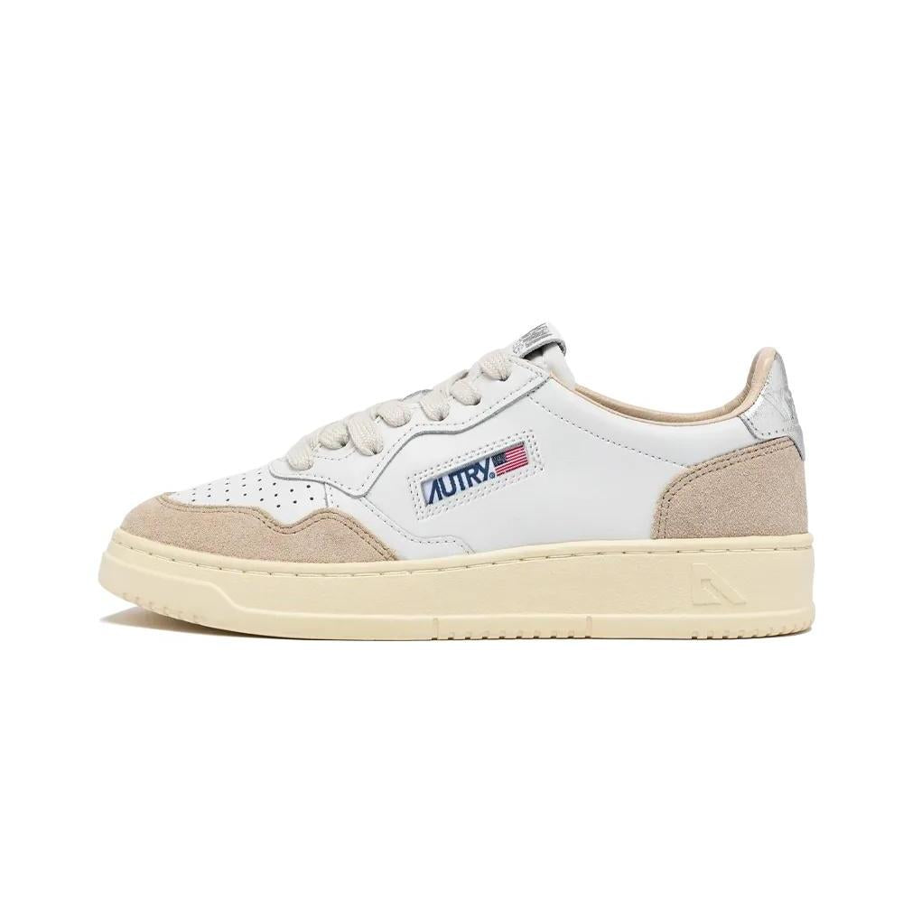 Medalist Low Leather White Silver Beige