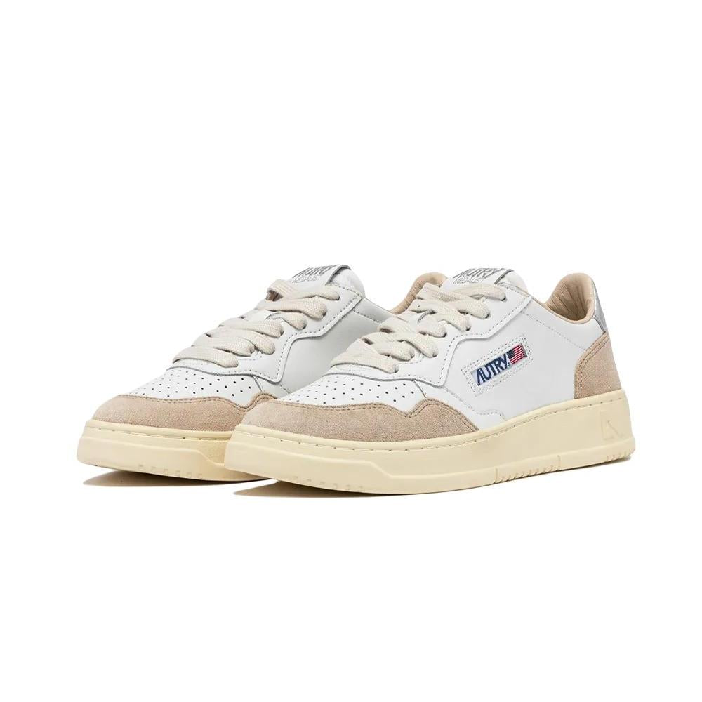 Medalist Low Leather White Silver Beige