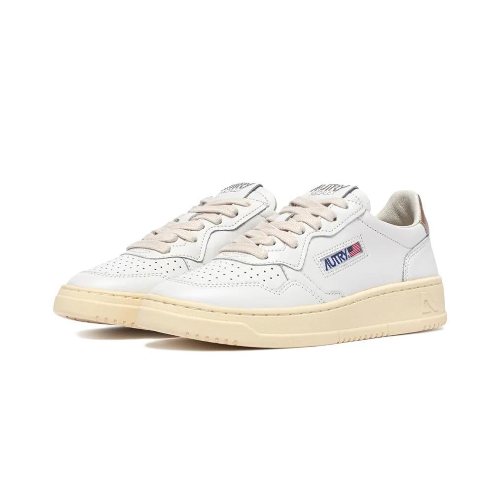 Medalist Low donna in pelle bianca e oro