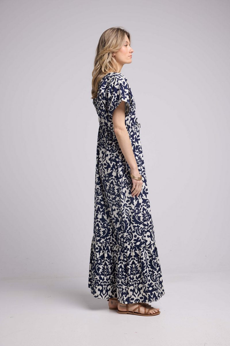 Vestido largo de manga corta - Azul marino