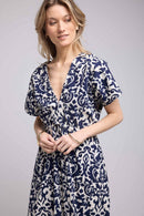 Vestido largo de manga corta - Azul marino