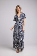 Vestido largo de manga corta - Azul marino