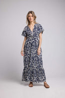 Vestido largo de manga corta - Azul marino