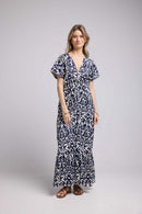 Vestido largo de manga corta - Azul marino