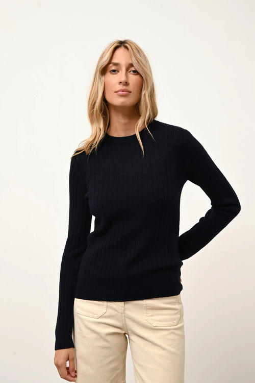 Pull Col Rond - Avana - Navy