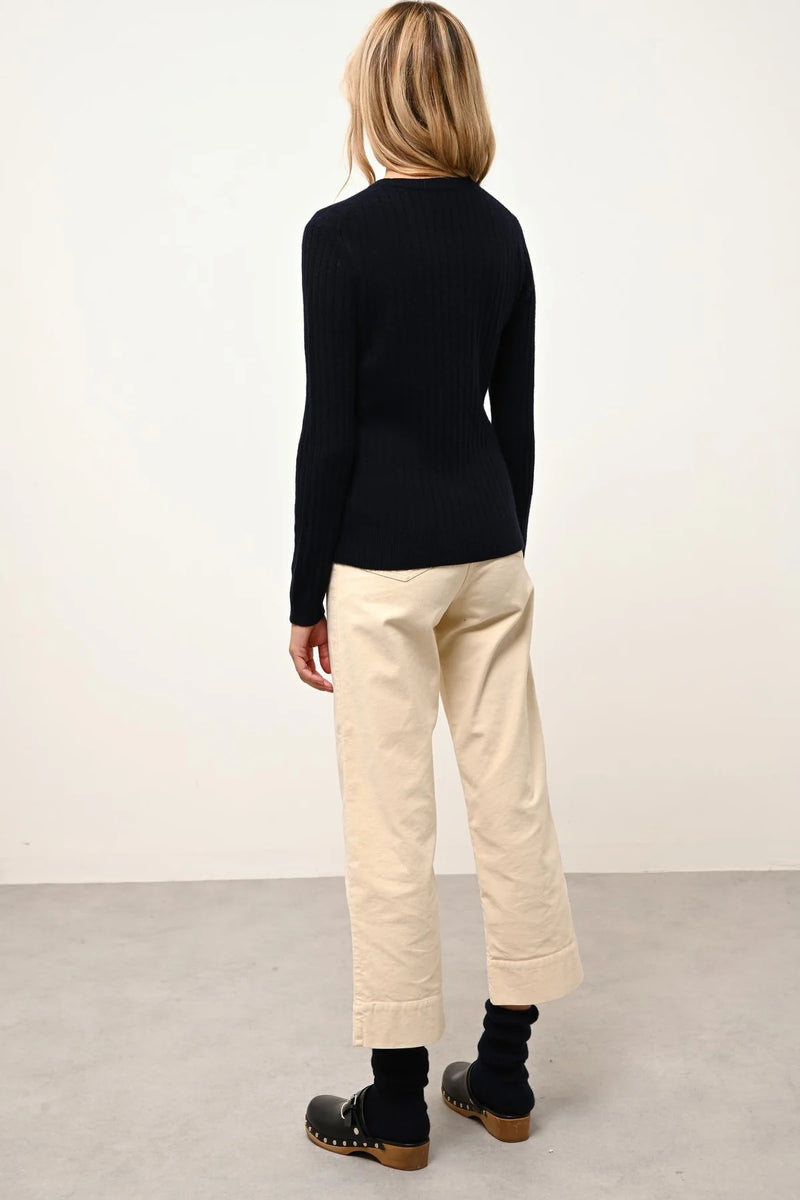 Pull Col Rond - Avana - Navy