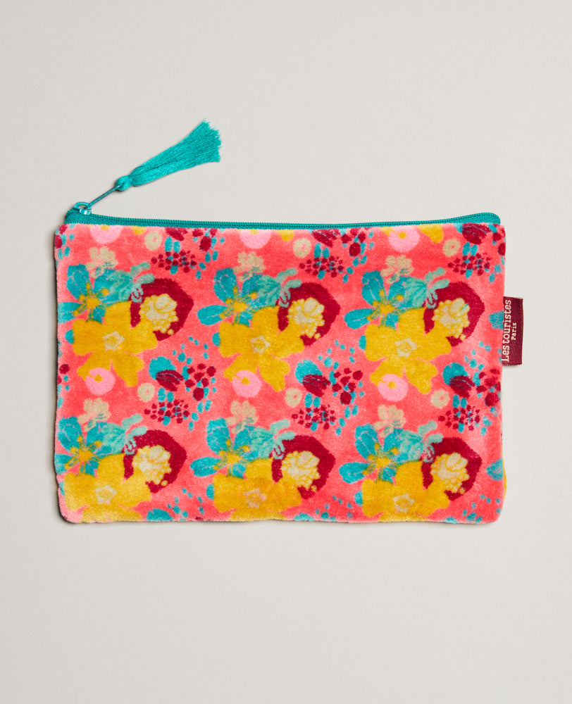 Medium Pouch Velvet - Mackintosh coral