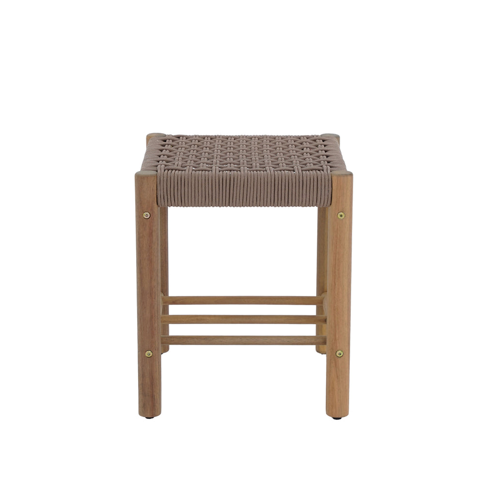 Avi - indoor and outdoor stool - acacia wood and light brown rope